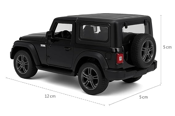 Image of MAKET Mahindra Thar 4x4 Toy Car - 1:32 Scale Die-Cast Metal SUV Model | Collectible Jeep Toy with Pull Back Action, Openable Doors & Rubber Tyres | Kids & Car Lovers (Black)