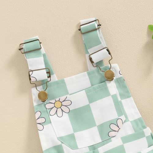 Image of Ayalinggo Toddler Baby Girl Sunflower Print Overalls Shorts with Pocket Suspender Trousers Cute Summer Clothing Outfit