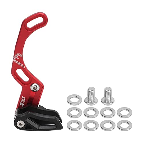 Guía de cadena para bicicleta de aleación de aluminio de alta resistencia y peso ligero, repuesto para bicicleta de montaña, guía de cadena de disco único, color rojo, con placa de