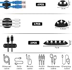 181pcs Kits de gestion de câbles, 100 Liaisons de fixation avec câble 4 Manches de l'organisateur de fil, 10pcs et 2 Cravates autocollantes 35 Câblodistribution 10+15 pour l'électronique de bureau