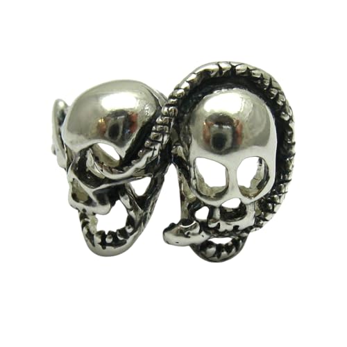 Bague crâne et serpent argent 925 massif homme femme chevalière