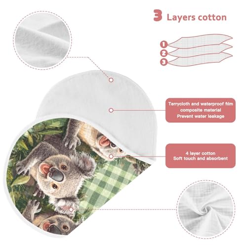 Cute Koalas Muslin Baby Burp Cloths - Super Absorbent and Soft Burping Rags - Cotton Burp Clothes Set for Boys and Girls, 2 Pack3