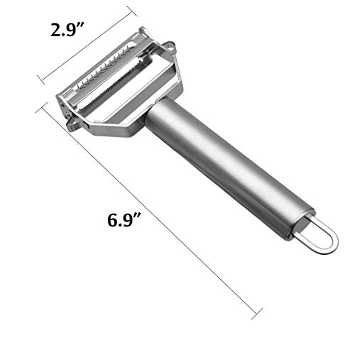 Lyxa SR Ultra Sharp Stainless Steel Julienne Peelers & Vegetable Peeler with Cleaning Brush (2 Pack)