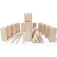 Jac & Mok Kubb Viking Games Set -Rubber wood Throwing Game with Carrying Bag