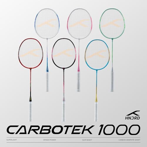 Image of Hundred Carbotek 1000 Badminton Rackets (Pack of 2) | Superlight Head-Heavy Racket for Smash Power | Slim Shaft, Carbon Graphite Shaft & Curve Frame for Better Sweet Spot