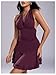 BEAUDRM Women's Y2k Halter Dress Sexy Ruched Tie Backless Tiered Layer Mini Dresses Deep V Neck Club Party A Line Short Dress Burgundy Medium