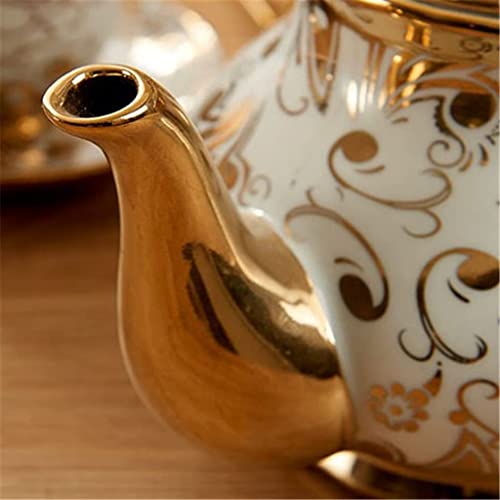 Havefun Kettle Teapot Teapot Ceramic Gold Pattern Teapot And Cup Set Tray Spoon Porcelain Coffee Cup Teapot Teapot (Color : A, Size #TOP6