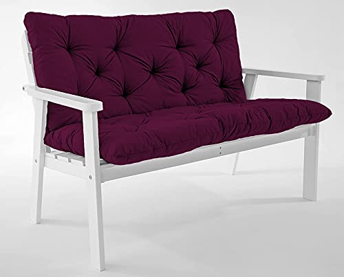 Mom's Moon 2 Seater Garden Bench Cotton Padded Low Back Cushion HANKO 40 x 60 x 5 Inch Wine-Soft Comfortable & Extra Thick Pack of 1