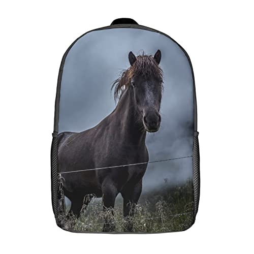 Sac à dos imprimé 3D cheval unisexe adulte enfant 17 pouces