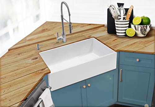 MSFC33PLN 33" FarmHouse Apron Front Single Bowl Fireclay Kitchen Sink