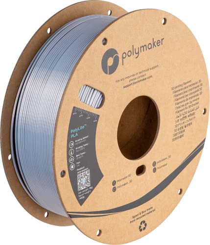 Image of Polymaker Silk PLA Filament 1.75mm, Shiny Silver 3D Printer 1kg - PolyLite 1.75mm