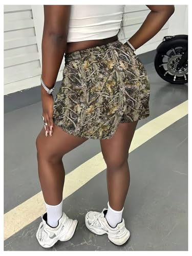 WDIRARA Women's Plus Size Camo Drawstring Waist Shorts Workout Gym Track Shorts3
