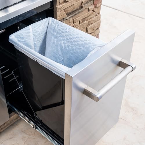 Image of SPIRE Stainless Steel Built-in Roll-Out Trash Can, 10 Gallon Trash Bin, Perfect for Outdoor Island Kitchens, BBQs, Grilling & Cooking, 480-0002