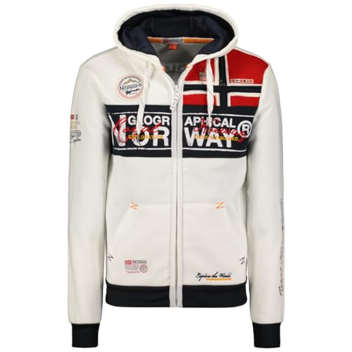 Geographical Norway Herren Hoodie Jacke Flyer, Weiß, XXL