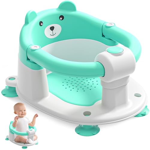 Image of Baby Bath Seat for Babies 6 Months & up, Non-Slip Toddler Bath Seats for Babies Sitting Up, Safe Infant & Newborn Bathtub Chair with 4 Suction Cups & Soft Cushion for Shower,Mint