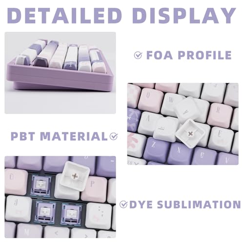 Image of PBT Keycaps Puppet Ragdoll Purple Cute 150 Keys MX Switch Key Cap