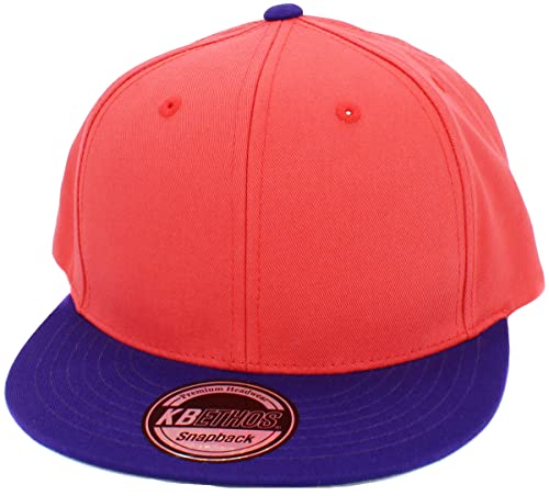 Image of KBETHOS Classic Snapback Hat Blank Cap Underbrim Cotton Wool Blend Flat Visor Adjustable Unisex