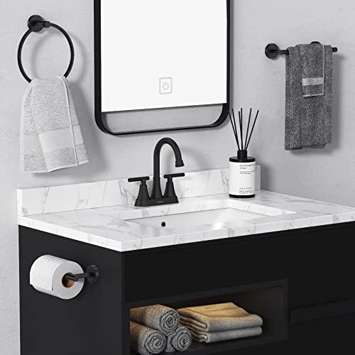 Matte Black Bathroom Faucet, Hurran 4 inch Centerset 2-Handle Lead-Free - 5