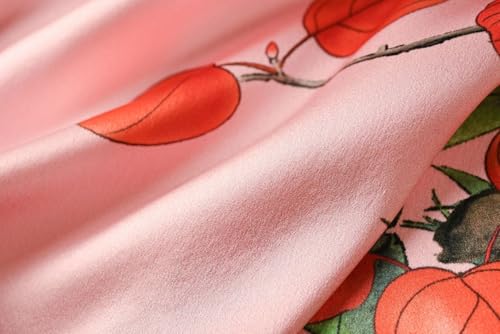 Image of Women's Silk Kimono Robe Short Bathrobe Nightgown 100% Mulberry Silk for Women - Classic Floral Pattern