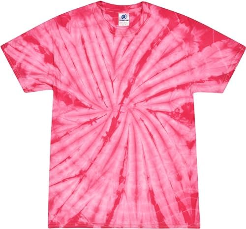 Colortone 100% Cotton Spider Tie Dye T-Shirt for Women and Men, Medium, Spider Pink