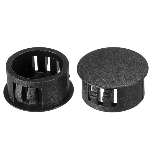 Image of PATIKIL Hole Plugs Plastic, 100 Pcs 19mm(3 /4 inch) Screw Bumper Hole Plug Flush Snap Type Round Hole Cover Caps for Round Holes Cabinet Furniture Kitchen, Black