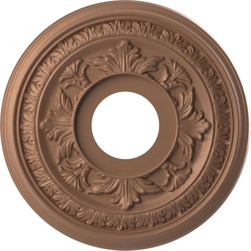 Image of Ekena Millwork 13 inchOD x 3 1 /2 inchID x 3 /4 inchP Baltimore Thermoformed PVC Ceiling Medallion (Fits Canopies up to 5 1 /4 inch), Aged Copper