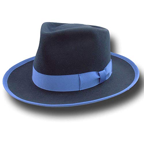 Chapeau Fedora Johnny D Bleu Melegari Replica de Haute Qualité