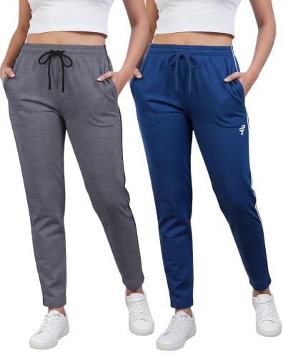 Image of Women Cotton Regular Fit Track Pants (Pack of 2)