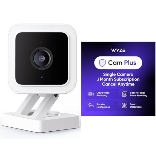 WyzeCam Cam V3 with 3-Months Cam Plus Cloud Storage Indoor Outdoor Plug-in...