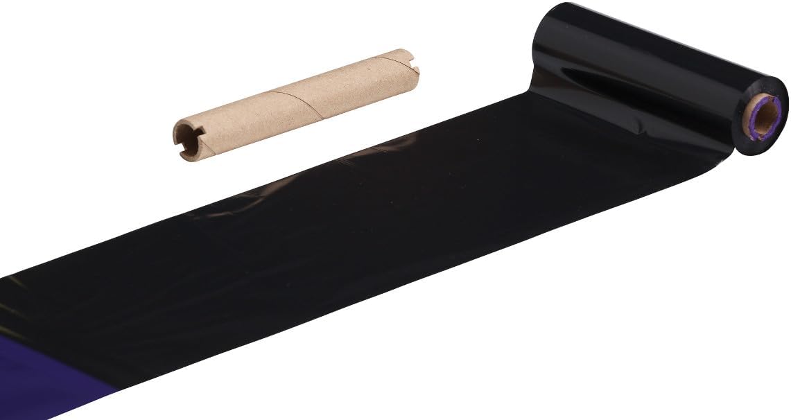 Thermal Transfer Printer Ribbon Roll – Bulk Black Standard Resin-Enhanced Wax Ribbons (4.33" x 244'/110mm x 74m) – Compatible with Zebra Printers & More (12 Rolls)
