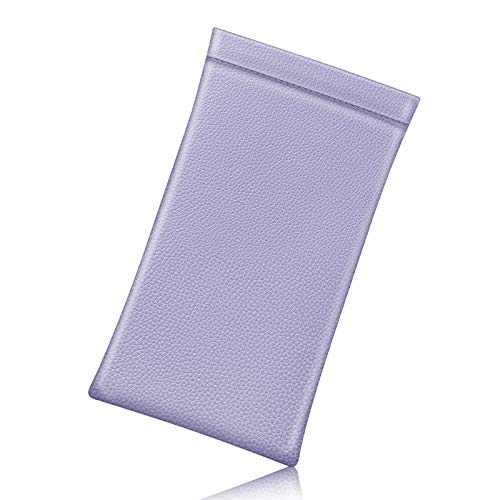 Image of FINTIE Soft Eyeglasses Case with Cleaning Cloth, Portable Squeeze Top Vegan Leather Glasses Pouch, Sunglasses Eyewear Bag
