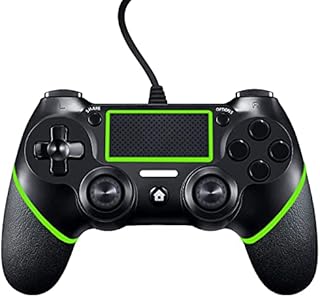 AUELEK Wired PS4 Controller, USB Wired Controller for PC, PlayStation4, DualShock Gamepad for PS4/PS4 Slim/PS4 Pro green