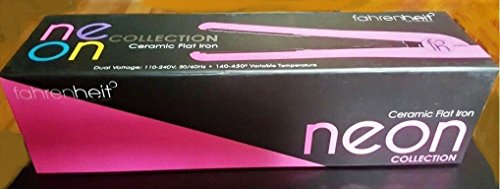 Fahrenheit Hair Care System Neon Collection 1.25 Inch Ceramic Flat Iron Dual Voltage Hair Straighteners (Neon Pink )