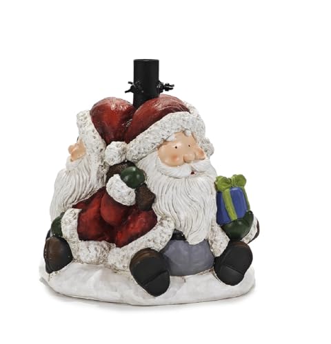 COSE DA CASA Base per Albero di Natale con Babbi Natale e Pacco Regali Decorativo Supporto Natalizio Stabile in Resina Porta Albero per Decorazioni Natalizie