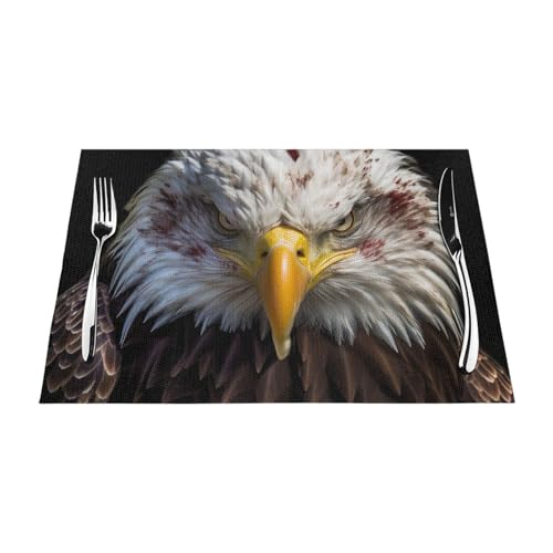 Lot de 6 sets de table aigle américain pour salle à manger lavables