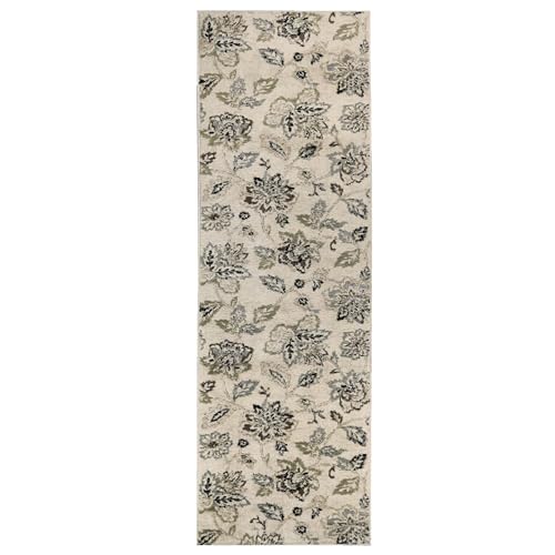 Tapis de couloir polypropylène résistant à motif floral de 2'7x8' - 3