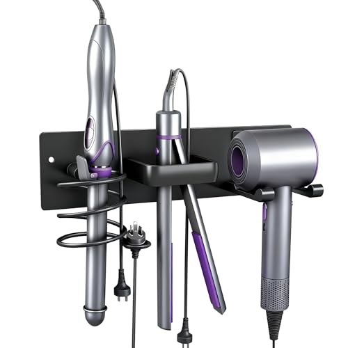 Dovyn Hair Dryer Holder Blow Dryer Holder for Wall Mount Curling Iron Holder Flat Iron 3 in 1...