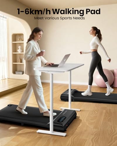YIMUYIMU Walking Pad Treadmill, 6km/h Under Desk Treadmill for Home, 2.5HP Quiet Portable Electric Running Pad, Office Mini Walking Machine, 300LBS Capacity, Remote & LED Display, No Assembly - Image 6
