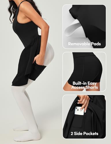 Image of Tennis Dress with Built-in Shorts and Bra, Athletic Workout Dress for Women