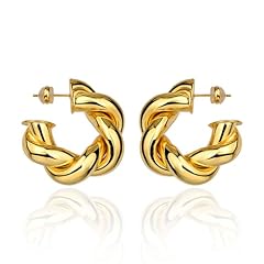 Twisted Hoop Earrings-Gold Tone