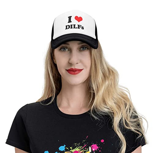 Hdray Sun Caps Fishing Hat I Love Dilfs Women Snapback Hat Dad Hat Adjustable Dad Hat Unisex Black, One Size #TOP6
