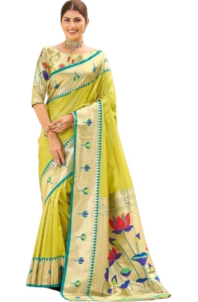 Beautiful Green Sarees for Sawan 2026: Top 5 Elegant Picks for Festive Wear 16 Women's Soft Silk Saree with Woven Zari Border, Floral Lotus Pall...