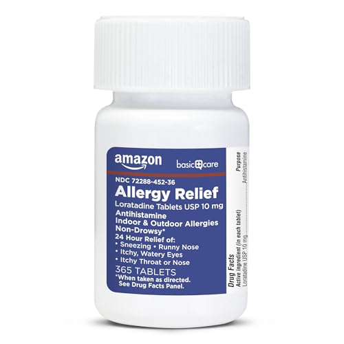 Image of Amazon Basic Care Allergy Relief Loratadine Tablets 10 mg, 365 Count (Packaging may vary)