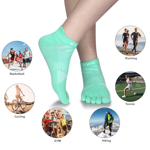 VWELL Toe Socks for Men Women COOLMAX Five Finger Socks Athletic Running Ankle Low Cut 5 Toe Socks Lightweight (3Pairs) 6