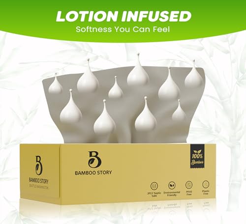 Bamboo Story Bamboo Facial Tissues, Lotion Soft, 3-Ply Unbleached & Chemical-Free 1440 Sheets, Hypoallergenic for Sensitive Skin, FSC Certified, Plastic-Free, PFAS-Free, 100% Bamboo Tissues (12)