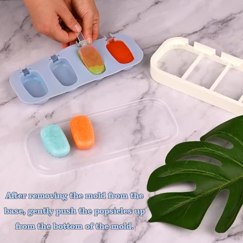 Image of Stackable Mini Silicone Ice Cream Maker, Ice Cream Mould Set Kulfi Moulds Set Popsicle Mould Silicone, Kulfi Maker Set Ice Cream Makers Ice Cream Moulds (Blue), 10 Cm
