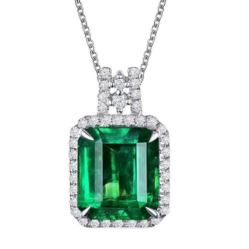 Collier émeraude femme pendentif géométrique argent 925 bijoux pierres précieuses