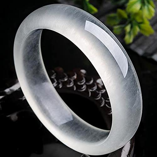 Jade blanc naturel femme : bracelet agate transparente 58 mm