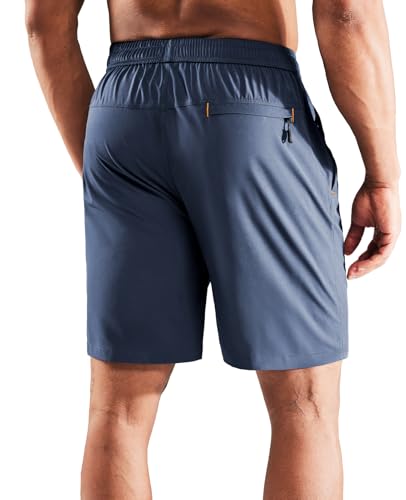 Image of MIER Men's Quick Dry Running Shorts with Zipper Pocket Elastic Waist Athletic Workout Exercise Shorts