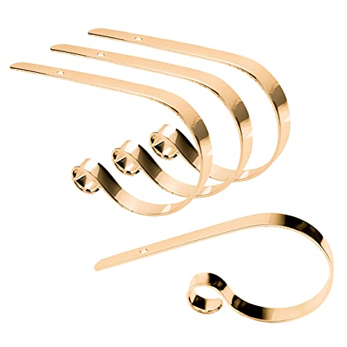 Lubot Set Of 4 Metal Christmas Stocking Holder Hooks Fireplace Hanger With Non-Skid Design Gold #TOP1